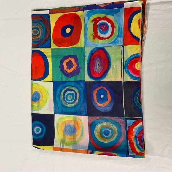Wassily Kandinsky double sided scarf concentric circles and houses in Munich - Picture 2 of 5